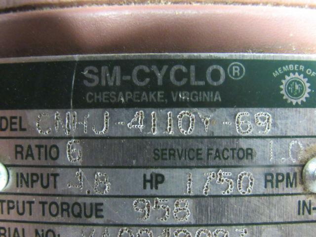 Sumitomo SM-Cyclo CNHJ-4110Y-69 Inline Gear Reducer 6:1 Ratio 4.8 Hp