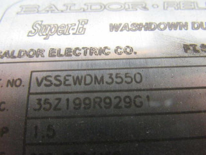 BALDOR VSSEWDM3550 1-1/2HP Washdown Motor 208-230/460v 3500RPM 56C