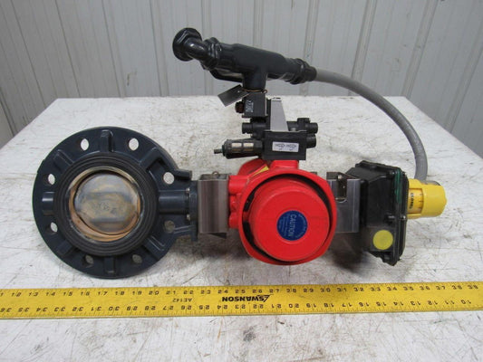 ASAWI D79M2PFSW115A 4" PVC Lug Type Butterfly Assembly W/Spring Return Actuator