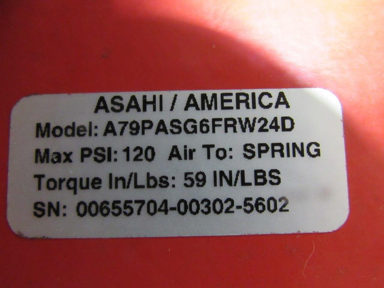 ASAHI A79PASG6FRW24D 1" Valve Pneumatic Actuator Assembly Spring Return 24VDC