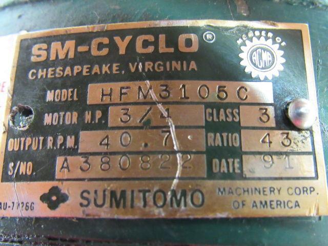 Sumitomo SM-Cyclo HFM3105C 3/4HP Gear Motor 43:1 Ratio 208-230/460V 3Ph