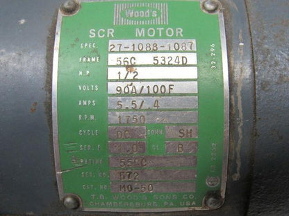 Hub City 02-20-21501-184 Double Shaft Gear Box 5:1 Ratio W/1/2HP 90a/100F DC
