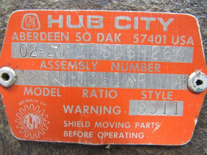 Hub City 02-20-21606-264 264 Double Shaft Gear Box 5:1 W/1/2HP Baldor 3PH  Motor