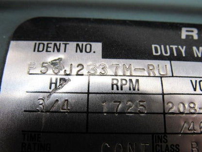 Reliance Electric P56J2337M-RU 3/4HP 3PH 208-230/460V 1725RPM Electric Motor