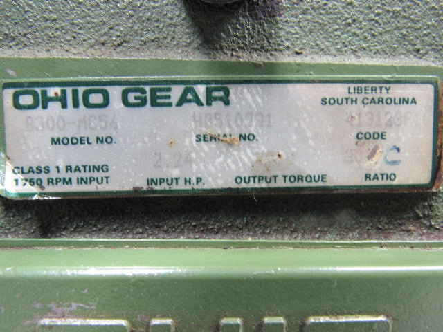 Ohio Gear B300MC56 Worm Gear Speed Reducer 30-C Ratio 2.24 Input HP