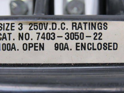 JOSLYN CLARK 7403-3050-22 SIZE 3 250VDC Definite Purpose Contactor 100A Open New