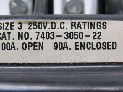 JOSLYN CLARK 7403-3050-22 SIZE 3 250VDC Definite Purpose Contactor 100A Open New