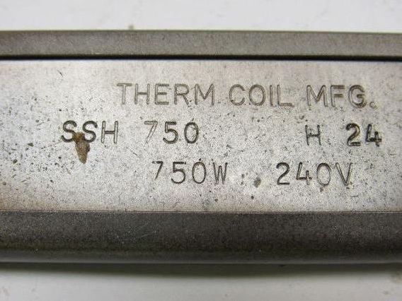 THERM COIL MFG SSH 750  H24 750W 240V Strip Heater 23-1/2" O.A.L. 10.5 W/Sq. In.