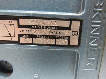 Skinner S4KKCAL5 Pneumatic 120V Directional Control Valve 3/4"