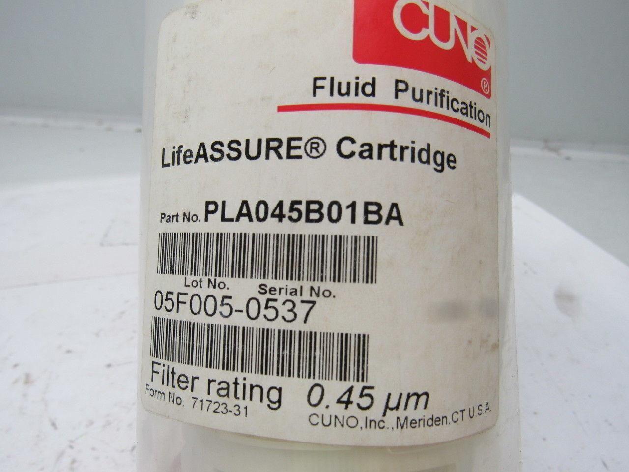 Cuno PLA045B01BA LifeASSURE Fluid Purification Cartridge Filter 10" Length