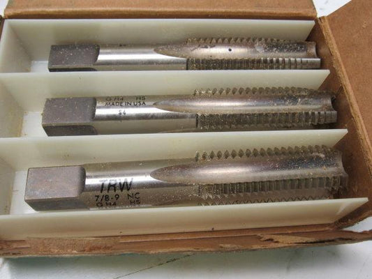 TRW 7/8"-9 3pc 4 Flute Tap Set Plug Taper Bottom 4-3/4" OAL HHS GH4