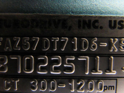SEW-EURODRIVE FAZ57DT71D6-KS Gear Motor .33HP 3PH 230/460V 157.09:1 Ratio