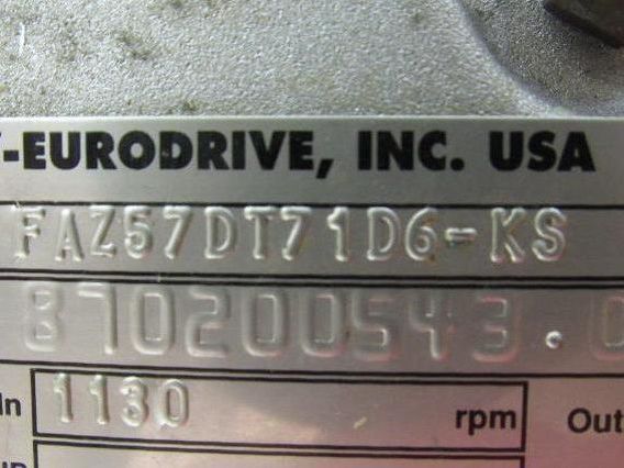 SEW-EURODRIVE FAZ57DT71D6-KS Gear Motor .33HP 3PH 230/460V 157.09:1 Ratio