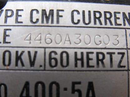 Westinghouse 4460A30G03 Type CMF 600V Current Transformer Ratio 400:5A