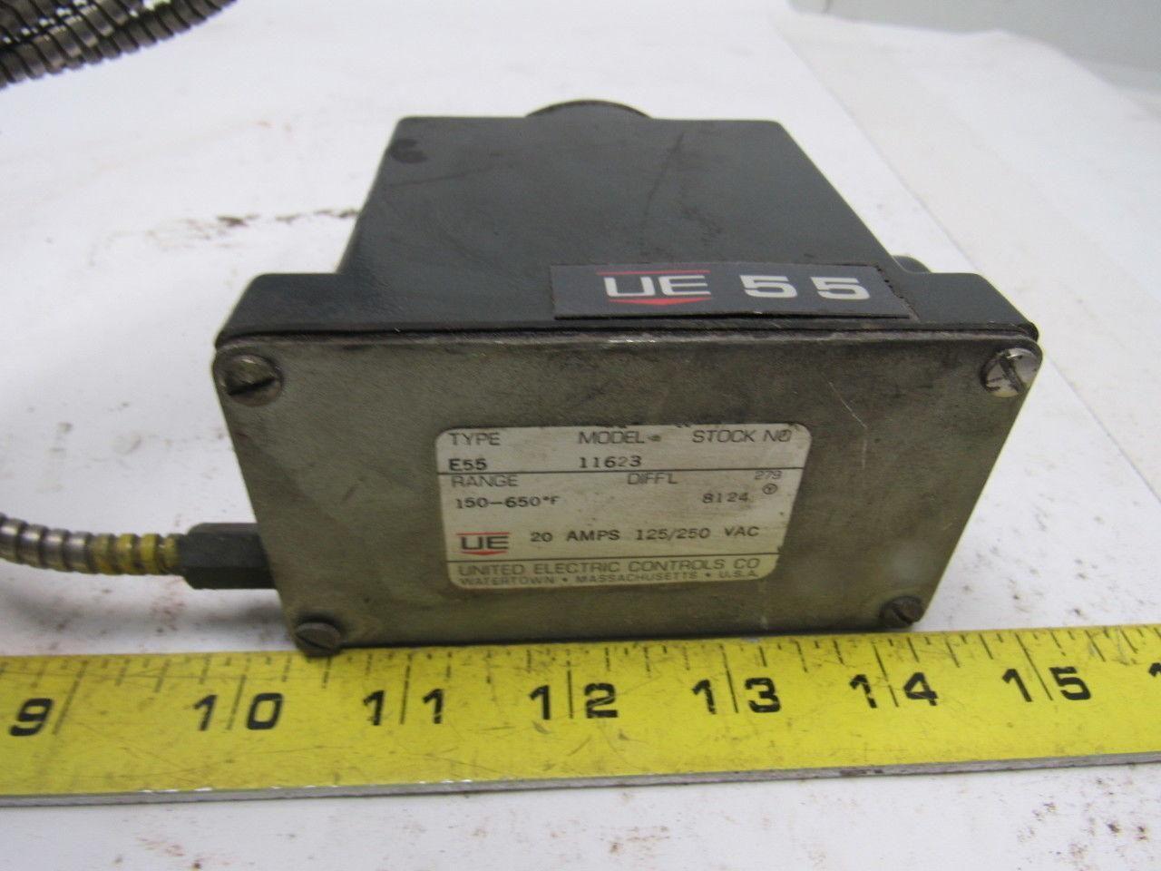 United Electric UE Model 11623 Type E55 Thermometer Switch 20A 125/250V