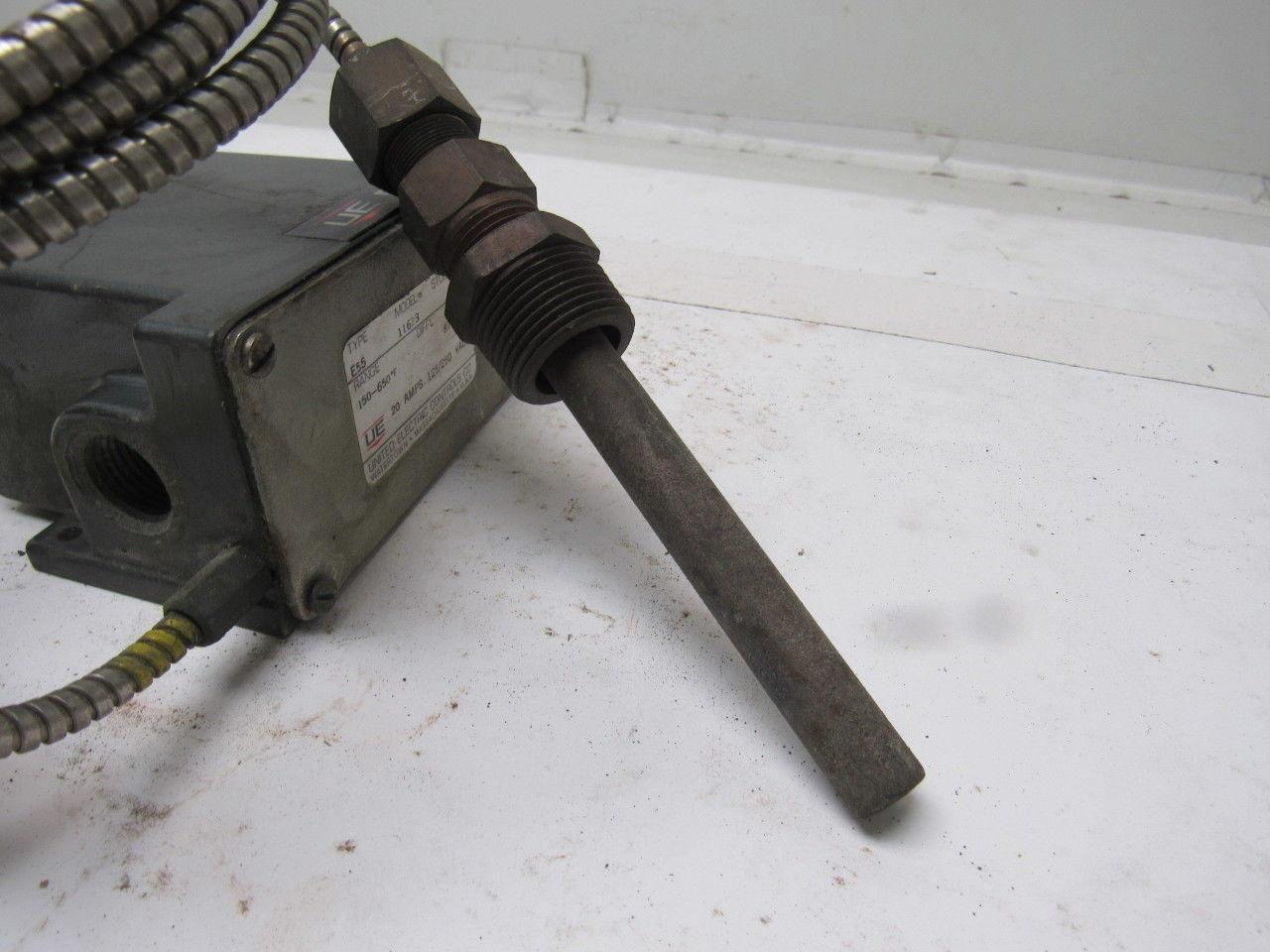 United Electric UE Model 11623 Type E55 Thermometer Switch 20A 125/250V
