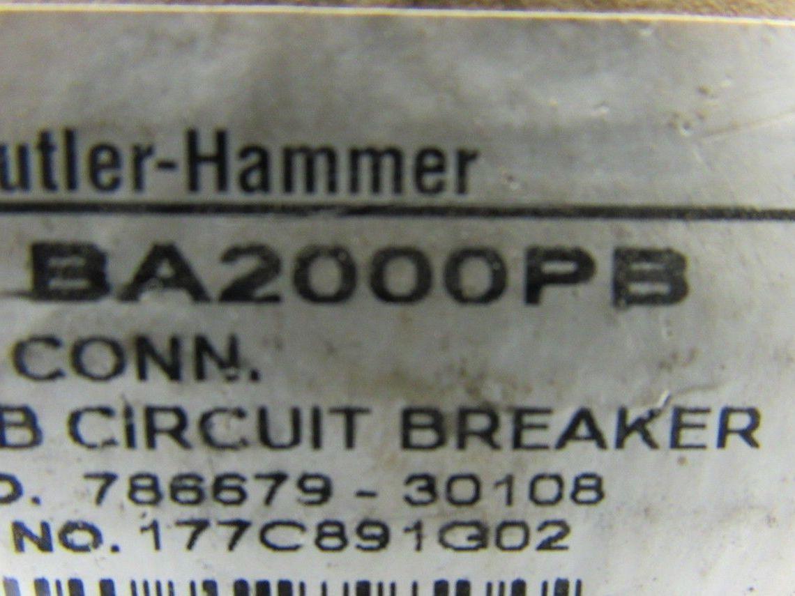 Cutler Hammer BA2000PB Alum Buss Bar Circuit Breaker PB Breaker Type Connector