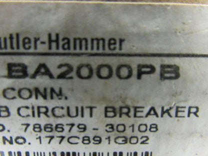 Cutler Hammer BA2000PB Alum Buss Bar Circuit Breaker PB Breaker Type Connector