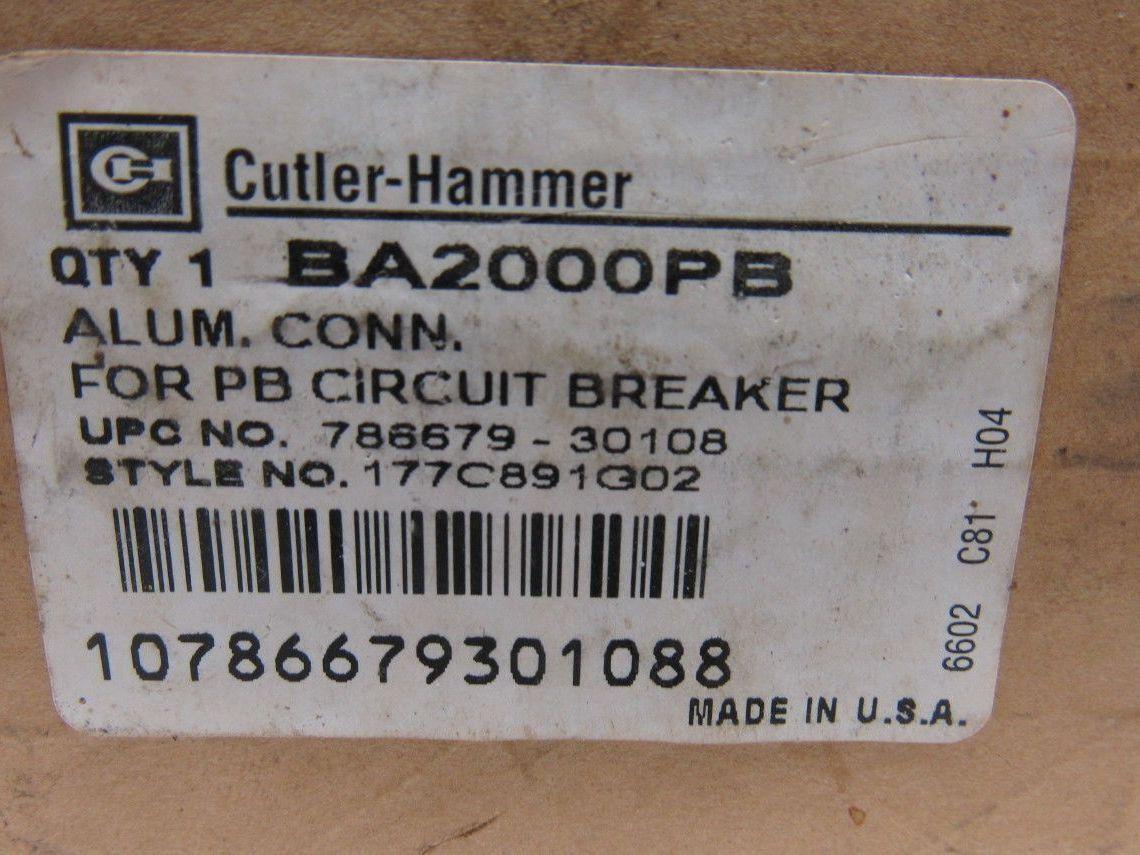 Cutler Hammer BA2000PB Alum Buss Bar Circuit Breaker PB Breaker Type Connector