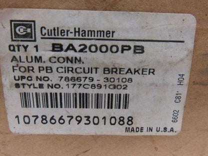 Cutler Hammer BA2000PB Alum Buss Bar Circuit Breaker PB Breaker Type Connector
