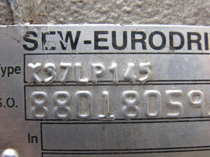 SEW-EURODRIVE K37LP145 5.36:1 Ratio Double Shaft Gear Box Speed Reducer