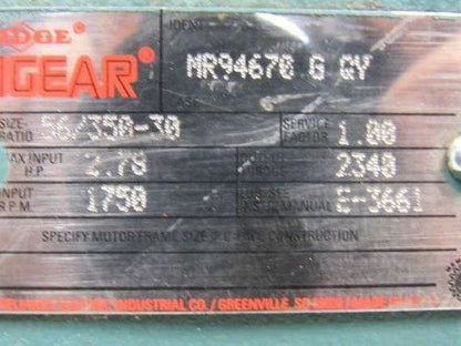 Dodge 350 Tigear MR94670 Worm Gear Speed Reducer 30:1 Ratio