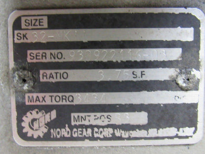 Nord SK32-MKII In Line Speed Reducer 3.75:1 Ratio