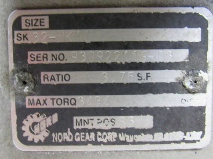 Nord SK32-MKII In Line Speed Reducer 3.75:1 Ratio