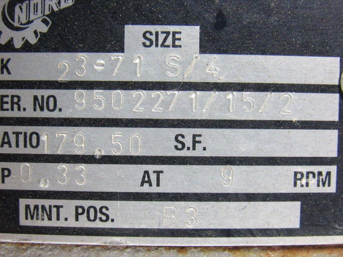 Nord Gear SK23-71 S/4 Inline Foot Mount Gearmotor 179.50:1 Ratio 9RPM Out