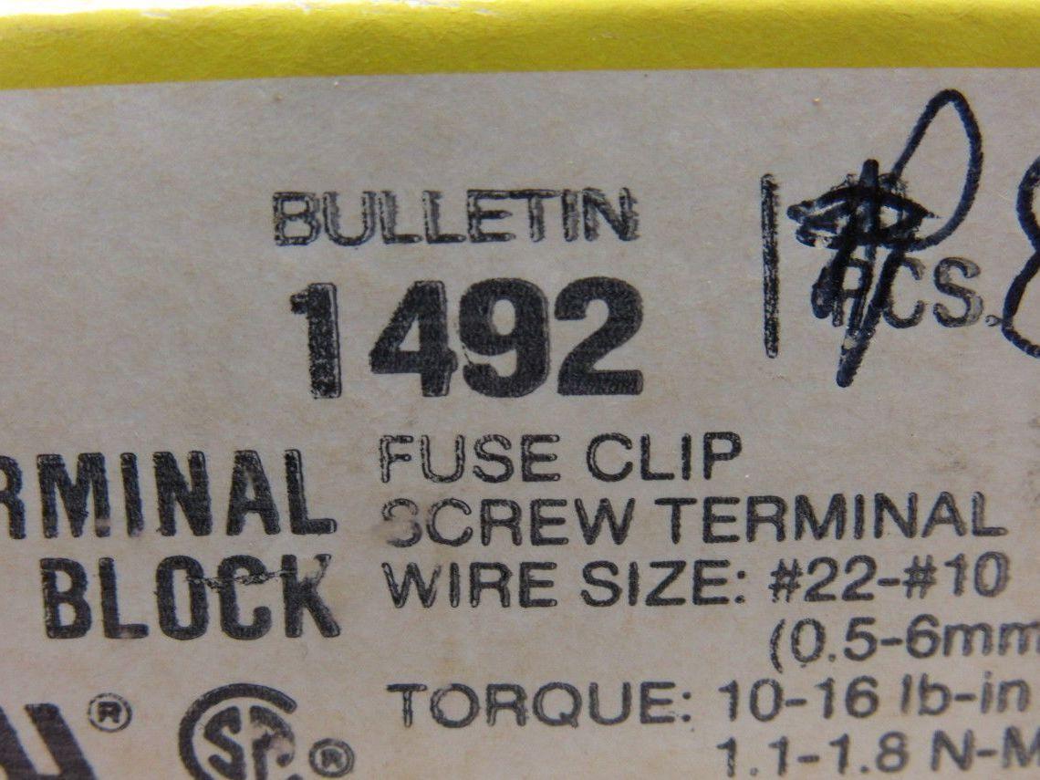 Allen Bradley 1492-CE6 Ser. A Terminal Block Fuse Clip Screw #22-#10 Lot Of 18