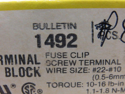 Allen Bradley 1492-CE6 Ser. A Terminal Block Fuse Clip Screw #22-#10 Lot Of 18