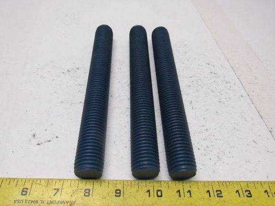 1"-8 X 8-1/4" Blue Teflon Steel Threaded Rod Stud Lot of 3