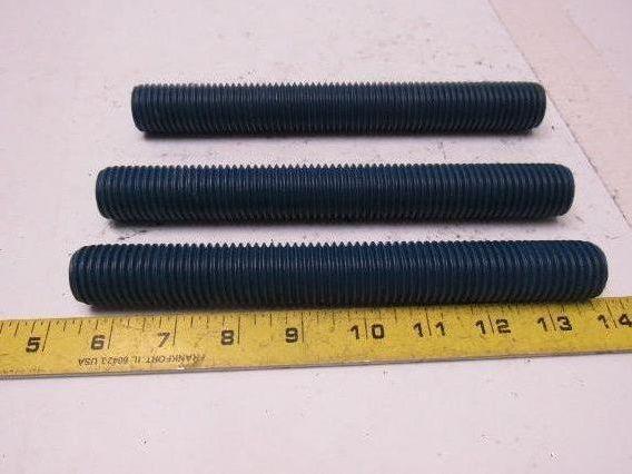 1"-8 X 8-1/4" Blue Teflon Steel Threaded Rod Stud Lot of 3