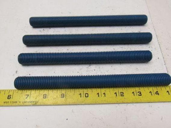 3/4"-10X 9" Blue Teflon Steel Threaded Rod Stud Lot of 4