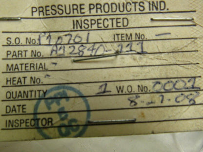 Pressure Products Industries A-12840-111 Hydraulic Flow Control Valve 1150 PSI