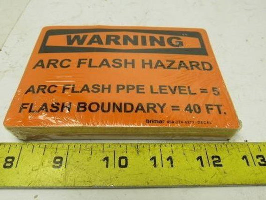 Brimar 3-1/2" X 5" Warning Arc Flash Hazard 40FT Decal Sticker Lot of 50