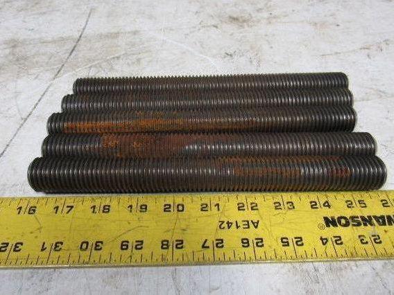 1"-8x9-1/2" (OAL 9-3/4") A193 B7 Fully Threaded Stud Plain Finish Lot of 5