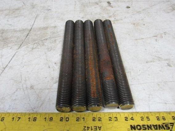 1"-8x9-1/2" (OAL 9-3/4") A193 B7 Fully Threaded Stud Plain Finish Lot of 5