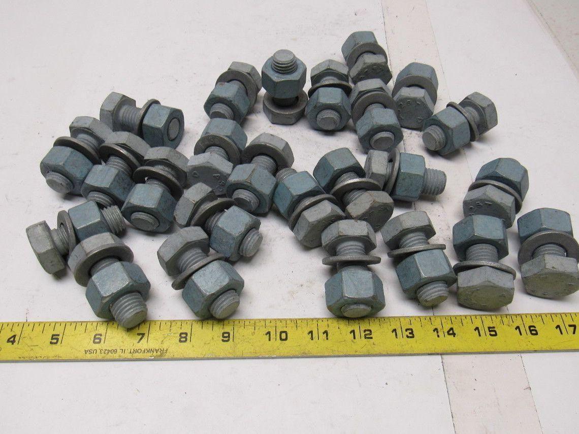 Galvanized Hex Head Bolts W/Nut Fully Threaded  3/4"-10 x 1-3/4" lot of 25