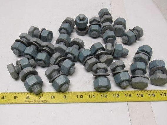 Galvanized Hex Head Bolts W/Nut Fully Threaded  3/4"-10 x 1-3/4" lot of 25