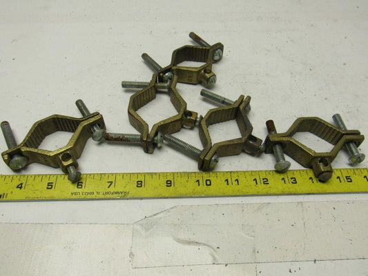 BKB J-2 Bronze Ground Clamp 1-1/4" - 2" 10-2 Wire lot of 5