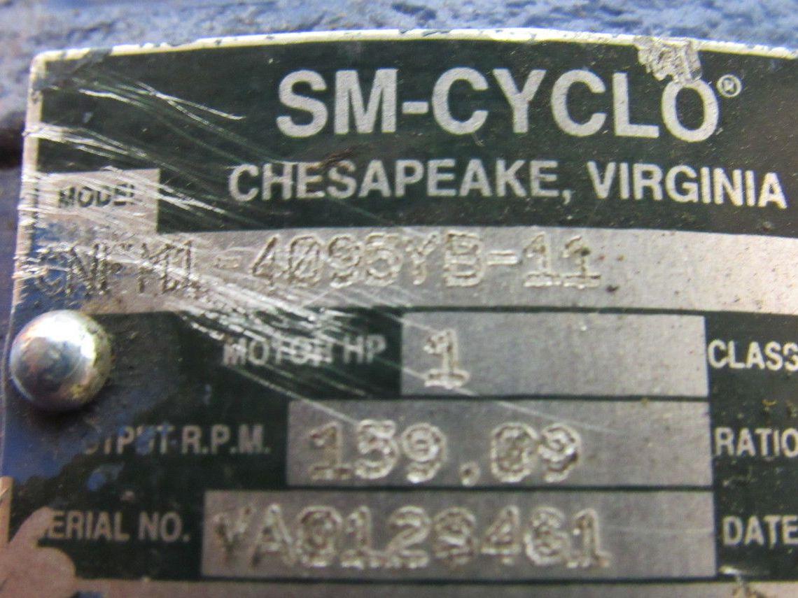 SM-CYCLO TC-FX & NMF1-4095YB-11 1HP 11:1 Gearmotor Speed Reducer 159.09 RPM Out