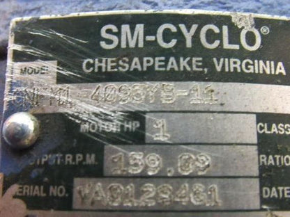 SM-CYCLO TC-FX & NMF1-4095YB-11 1HP 11:1 Gearmotor Speed Reducer 159.09 RPM Out