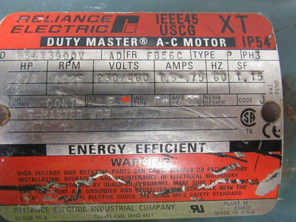 Reliance 079165-14-KX 50:1 Ratio Gearbox W/1/2HP 3PH 230/460V Electric Motor