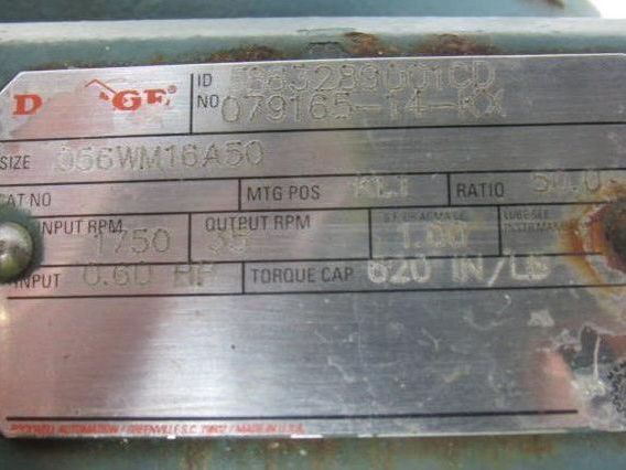 Reliance 079165-14-KX 50:1 Ratio Gearbox W/1/2HP 3PH 230/460V Electric Motor