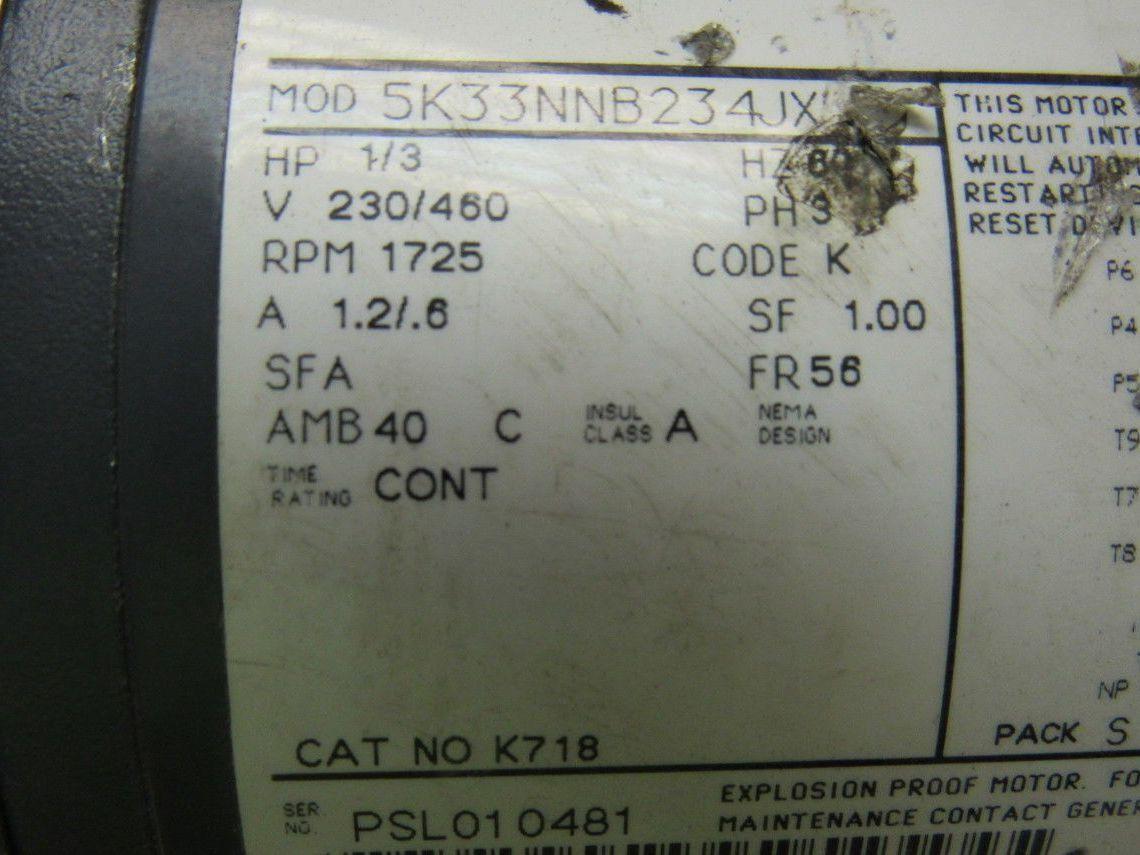 General Electric K718 1/3HP 3PH 230/460V 1725RPM Explosion Proof Electric Motor