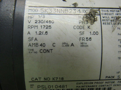 General Electric K718 1/3HP 3PH 230/460V 1725RPM Explosion Proof Electric Motor