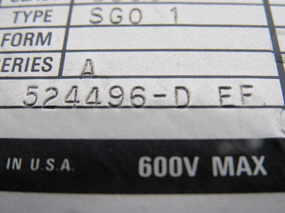 Square D 524496-D EF Size 5 Starter Class 8536 Type SG01 Ser. A 600v max