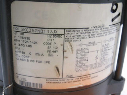 General Electric 5KC36PNB197JX 1/6HP 1PH 115/230V 1725RPM Electric Motor