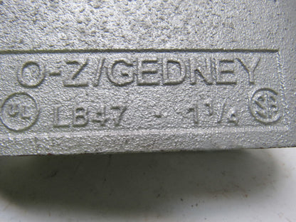 OZ Gedney LB47 1-1/4" Type LB Conduit Body W/O Cover Lot of 2